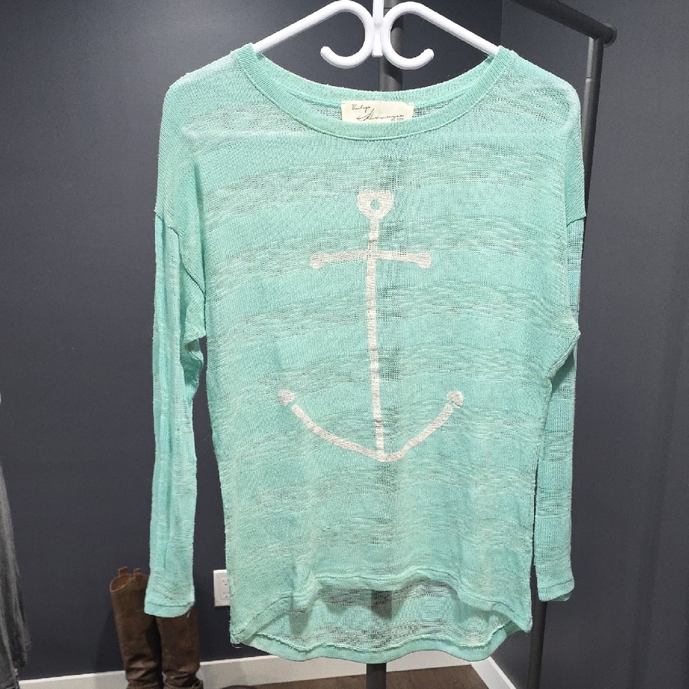 Vintage Havana Mint Green Anchor Top